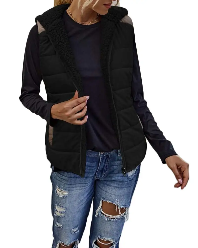 HOT Womens Sherpa Fleece Full Zip Reversible Vest Warm Color Block Hoodie Outwear with Pocket
HOT Womens Sherpa Fleece Full Zip Reversible Vest Warm Color Block Hoodie Outwear with Pocket