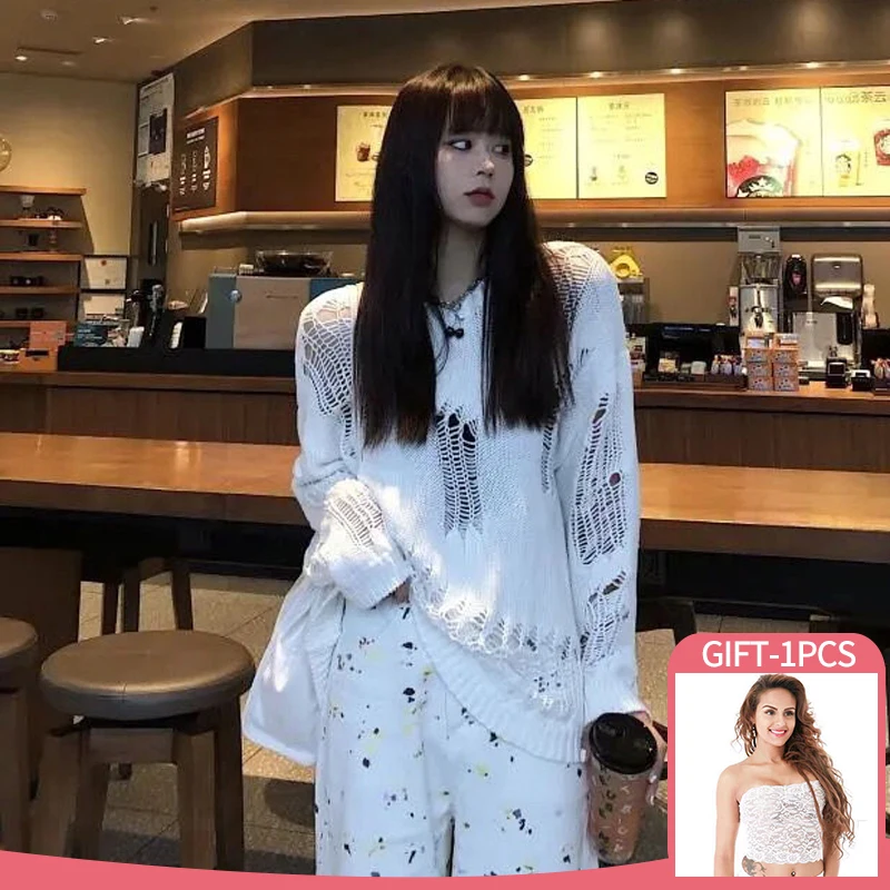 New 2022 Fashion Sweaters Women Clothing Harajuku Streetwear Hollow Out Sweaters Broken Knitted Top Woman Pullover Sweater
New 2022 Fashion Sweaters Women Clothing Harajuku Streetwear Hollow Out Sweaters Broken Knitted Top Woman Pullover Sweater