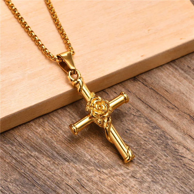 ZORCVENS Punk Vintage Cross Jesus Male Jewelry Gold Silver Color Stainless Steel Flower Pendant Necklaces For Men
ZORCVENS Punk Vintage Cross Jesus Male Jewelry Gold Silver Color Stainless Steel Flower Pendant Necklaces For Men