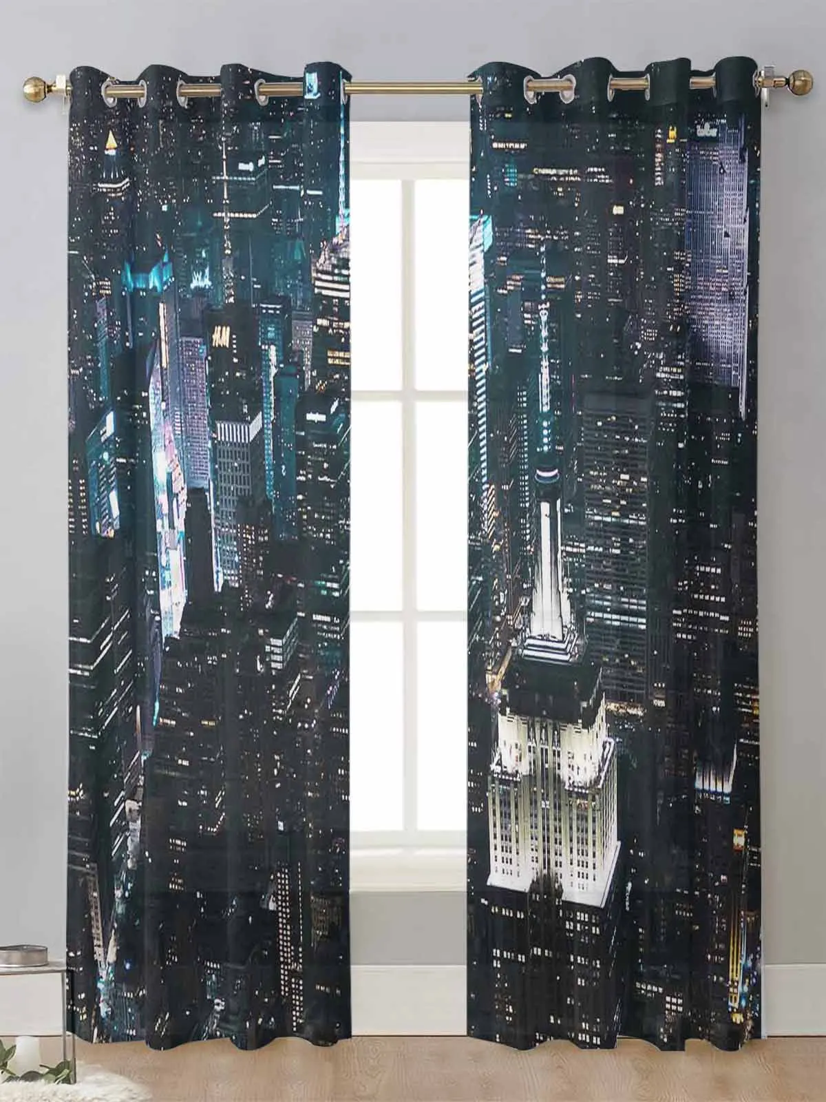 New York City Night View Sheer Curtains For Living Room Window Transparent Voile Tulle Curtain Cortinas Drapes Home Decor
New York City Night View Sheer Curtains For Living Room Window Transparent Voile Tulle Curtain Cortinas Drapes Home Decor