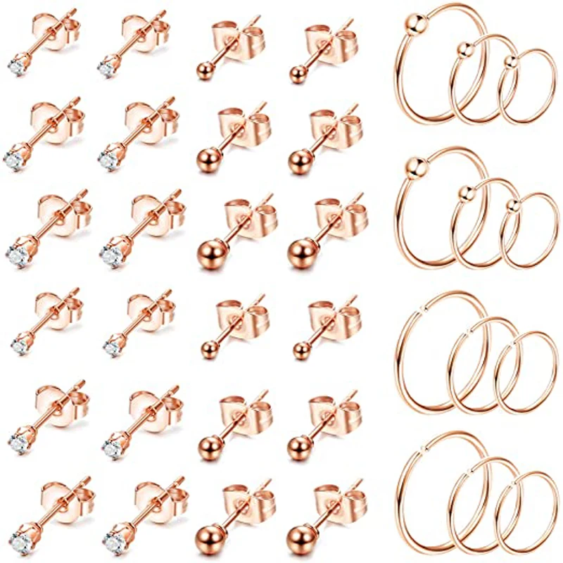 18 Pairs 20G Stainless Steel Small Stud Earrings Women's Hoop Earrings Set Ear Osteochondral Piercing Jewelry Rose Gold
18 Pairs 20G Stainless Steel Small Stud Earrings Women's Hoop Earrings Set Ear Osteochondral Piercing Jewelry Rose Gold