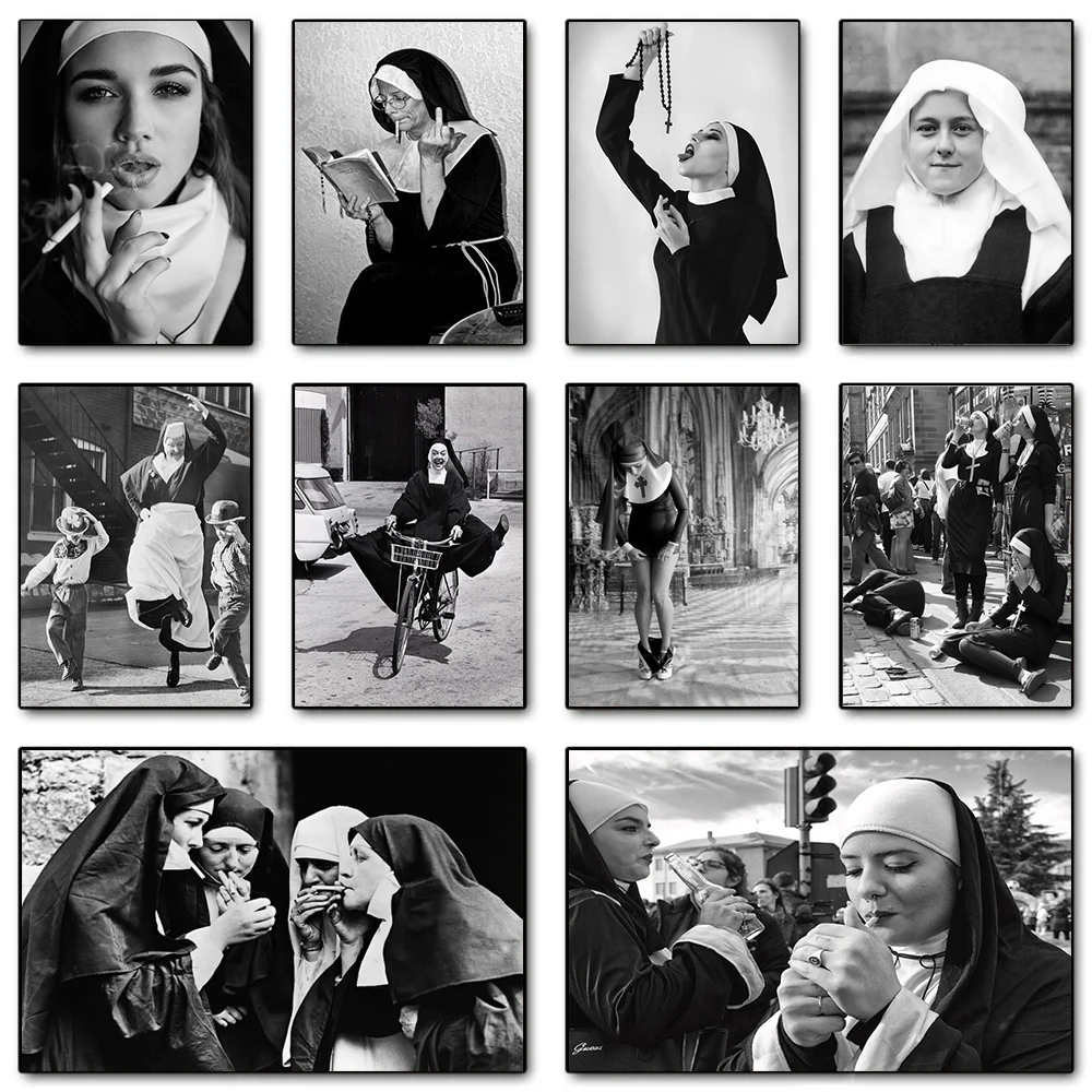 Black And White Art Smoking Nun Poster Prints For Living Room Home Decor Cool Sister With Gun Canvas Painting Wall Art Cuadros
Black And White Art Smoking Nun Poster Prints For Living Room Home Decor Cool Sister With Gun Canvas Painting Wall Art Cuadros