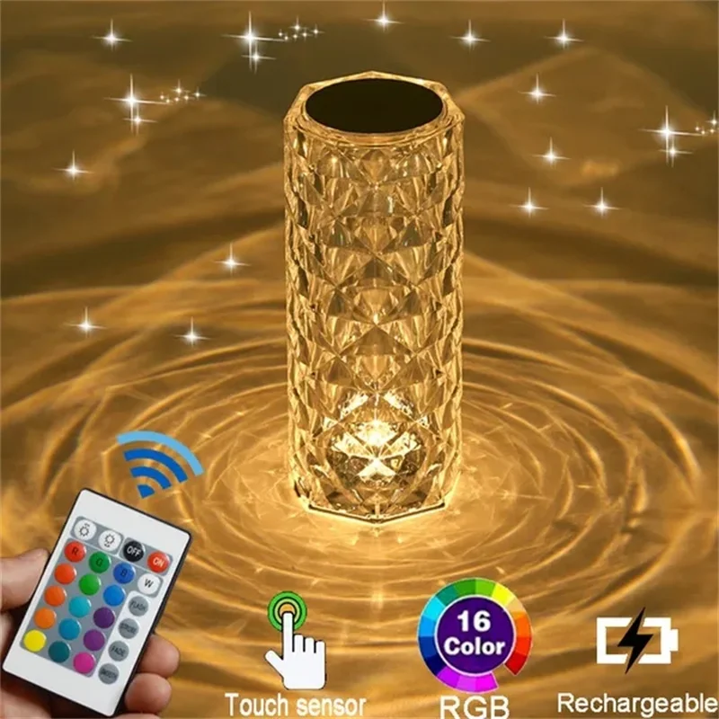 2023 LED Crystal Table Lamp Rose Light Projector 3/16 Colors Touch Adjustable Romantic Diamond Atmosphere Light USB Touch Night
2023 LED Crystal Table Lamp Rose Light Projector 3/16 Colors Touch Adjustable Romantic Diamond Atmosphere Light USB Touch Night