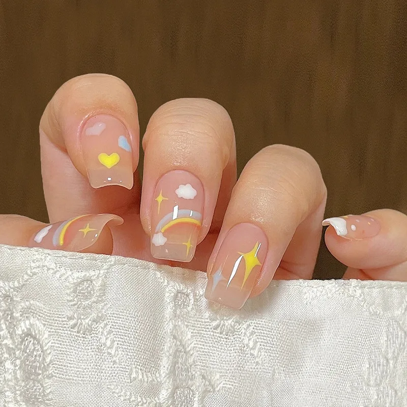 24pcs Cute Rainbow Painted Fake Nails Press on Set Short Reusable with Designs Artificial Clear False Stick-on Nails Tips Art
24pcs Cute Rainbow Painted Fake Nails Press on Set Short Reusable with Designs Artificial Clear False Stick-on Nails Tips Art