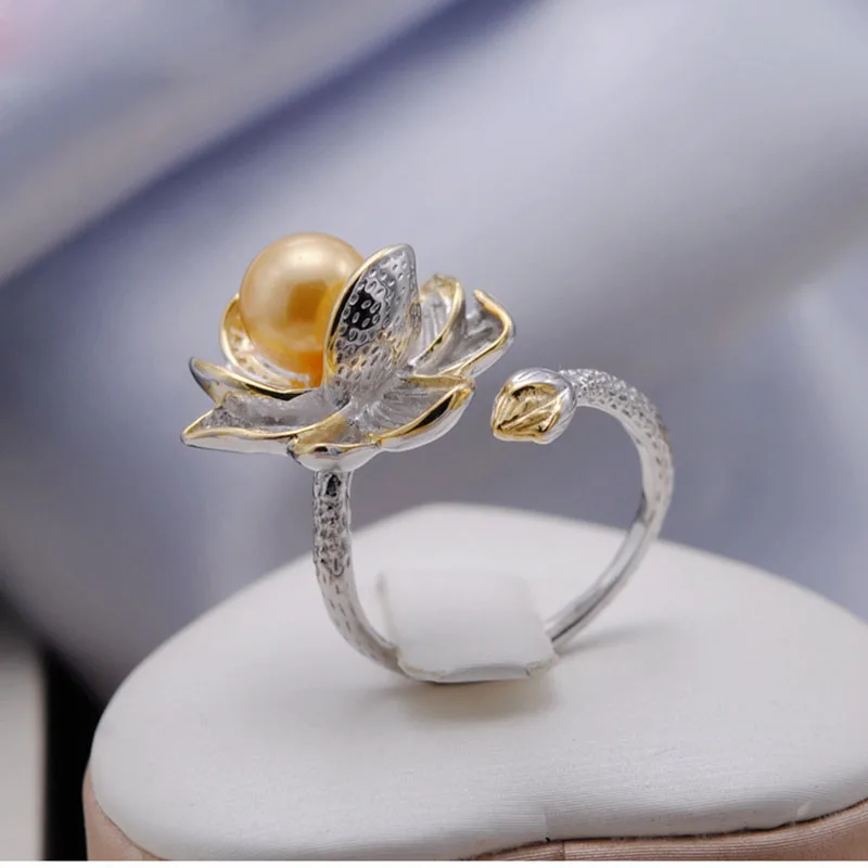 MeiBaPJ Natural Freshwater Round Pearl Ring 925 Sterling Silver Lotus Flower Adjustable Ring for Women Fine Wedding Jewelry
MeiBaPJ Natural Freshwater Round Pearl Ring 925 Sterling Silver Lotus Flower Adjustable Ring for Women Fine Wedding Jewelry