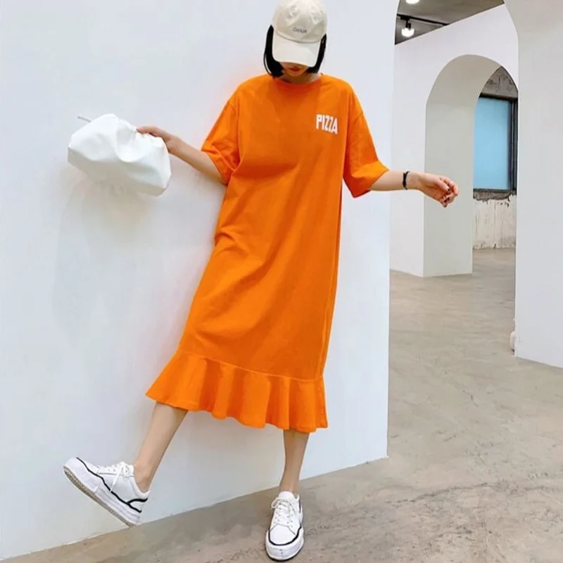 Summer New Casual Letter Printing T Shirt Dress Short Sleeve Round Neck Loose Plus Size Dresses Simplicity Fashion Women Clothes
Summer New Casual Letter Printing T Shirt Dress Short Sleeve Round Neck Loose Plus Size Dresses Simplicity Fashion Women Clothes