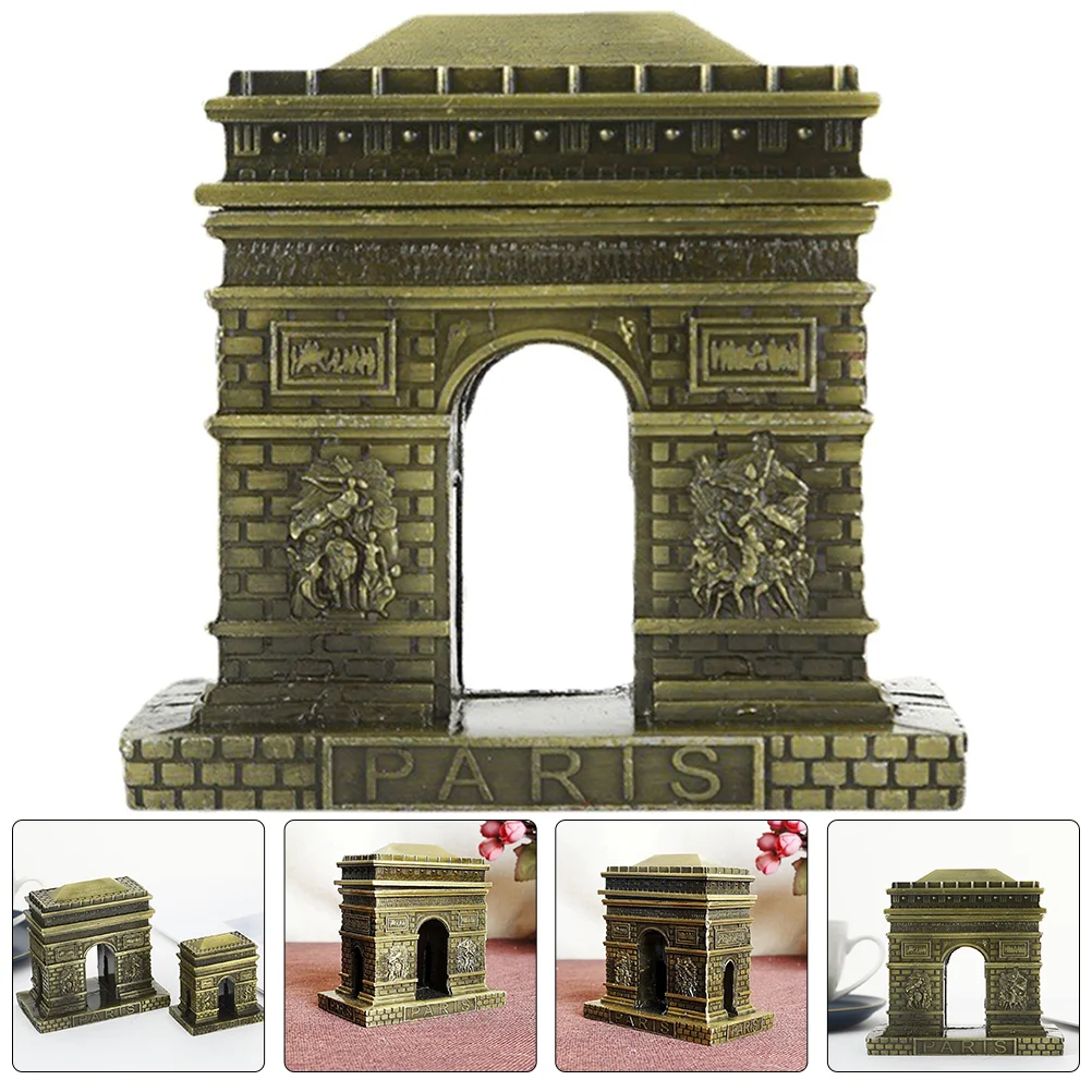 

Triumphal Arch Building Figurine Model Architecture Vintage Sculpture European Landmark Metal Ornaments Ornament Decor Statue