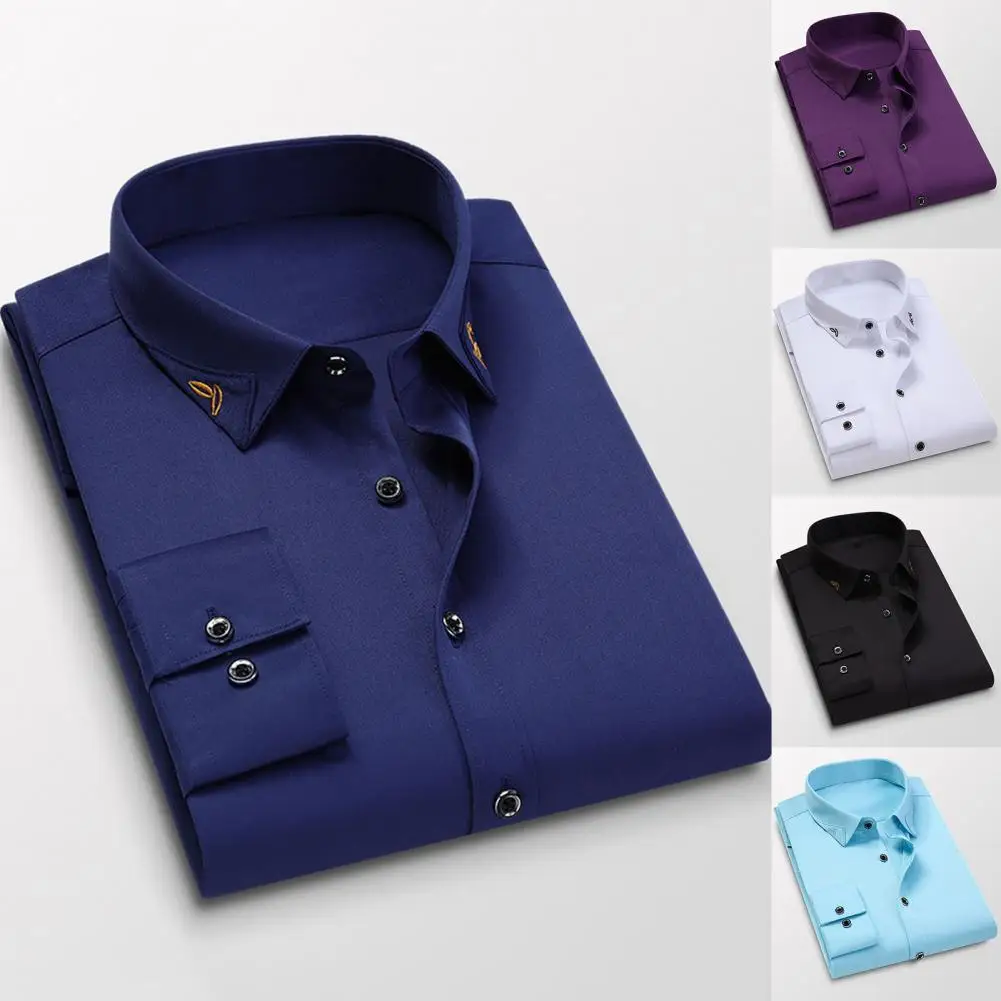 Мужская Однотонная рубашка, однобортная Мужская рубашка, приталенная формальная рубашка с длинными рукавами, Мужская одежда для повседнев... 
Мужская Однотонная рубашка, однобортная Мужская рубашка, приталенная формальная рубашка с длинными рукавами, Мужская одежда для повседнев...