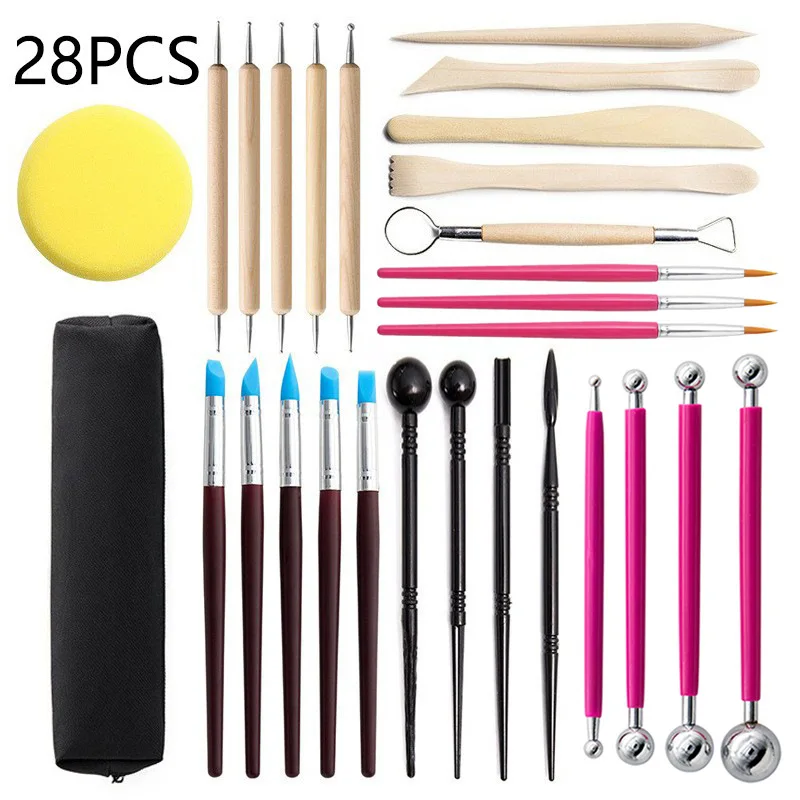 28pcs Polymer Clay Tools with Pottery Tools Kit Dotting Tools Ceramic Supplies for Kids and Adults Sculpting Modeling
28pcs Polymer Clay Tools with Pottery Tools Kit Dotting Tools Ceramic Supplies for Kids and Adults Sculpting Modeling