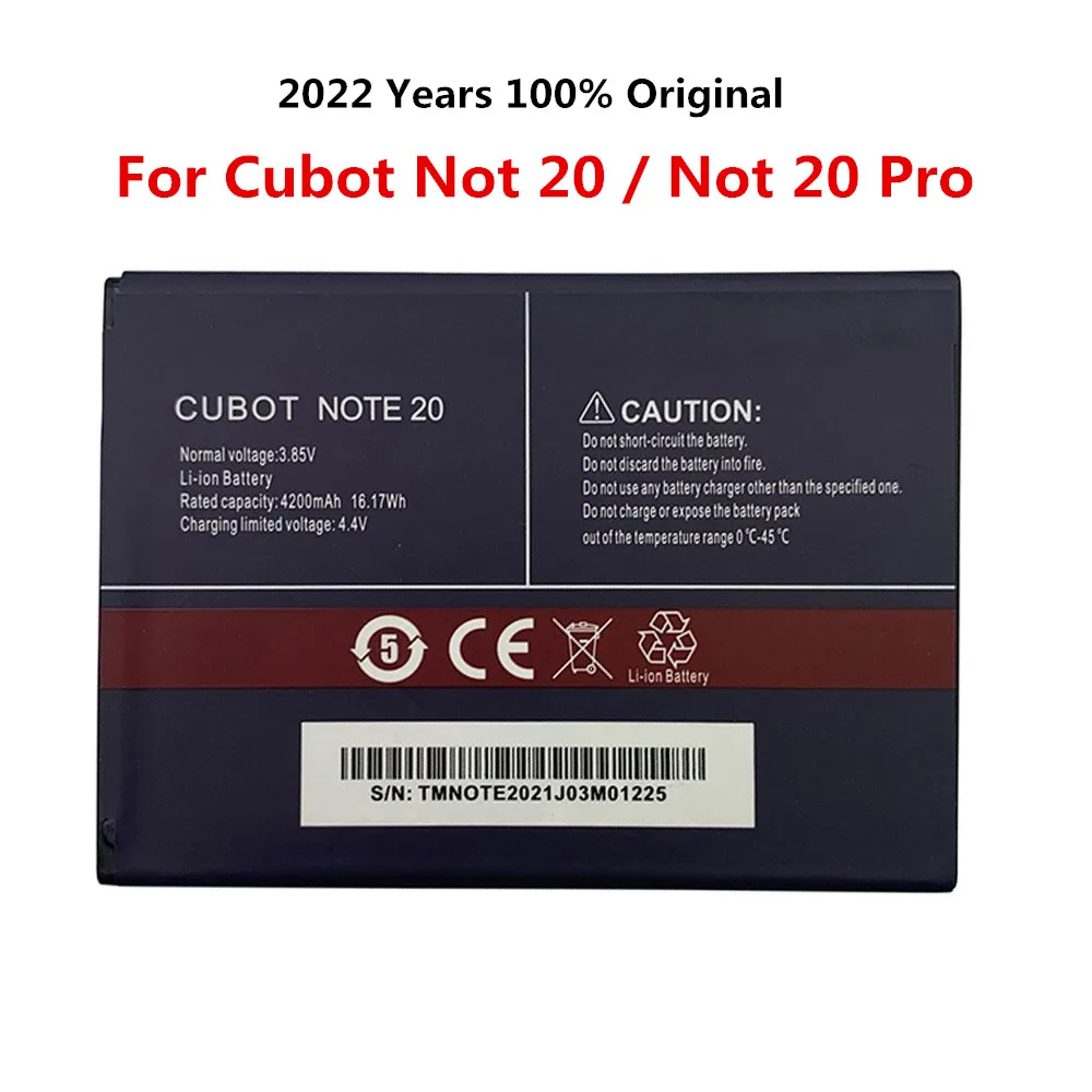 2022 год оригинальный аккумулятор для Cubot Note 20 Note20 / Pro 4200 мАч Высокое качество