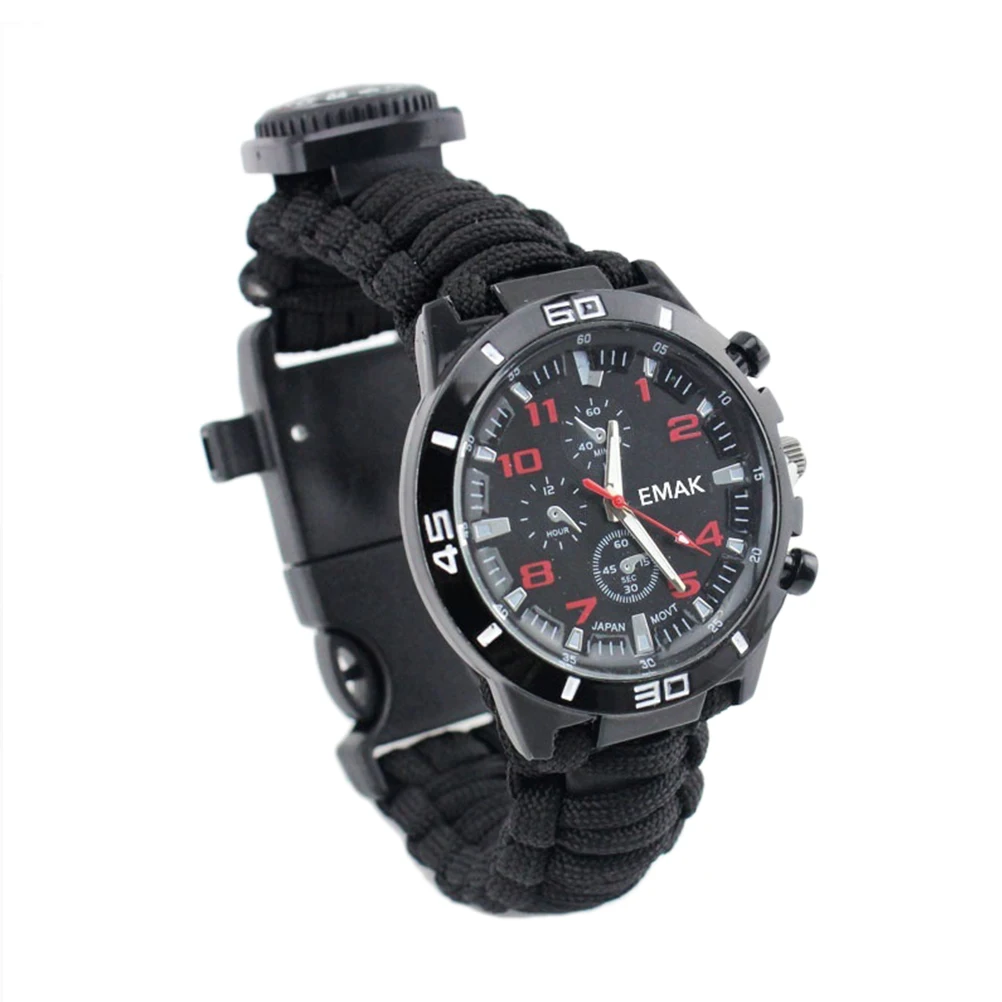 Outdoor Camping Survival Watch Multi Functional Bracelet Compass Rope Whistle Paracord Bracelet Tools Kit
Outdoor Camping Survival Watch Multi Functional Bracelet Compass Rope Whistle Paracord Bracelet Tools Kit