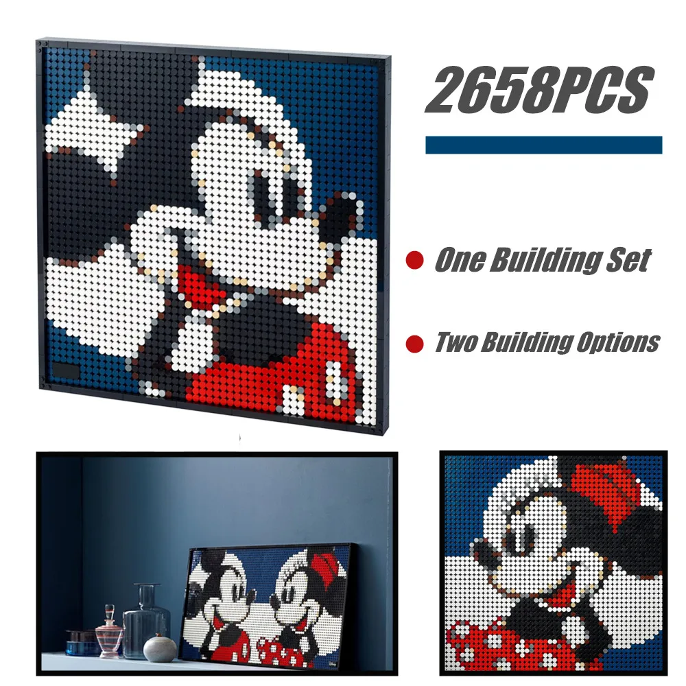 

Disney Mickey Minnie Mouse Wall Decor Avatar Pixel Art Mosaic Painting Fit 31202 Model Building Block Brick Gift Kid Toys