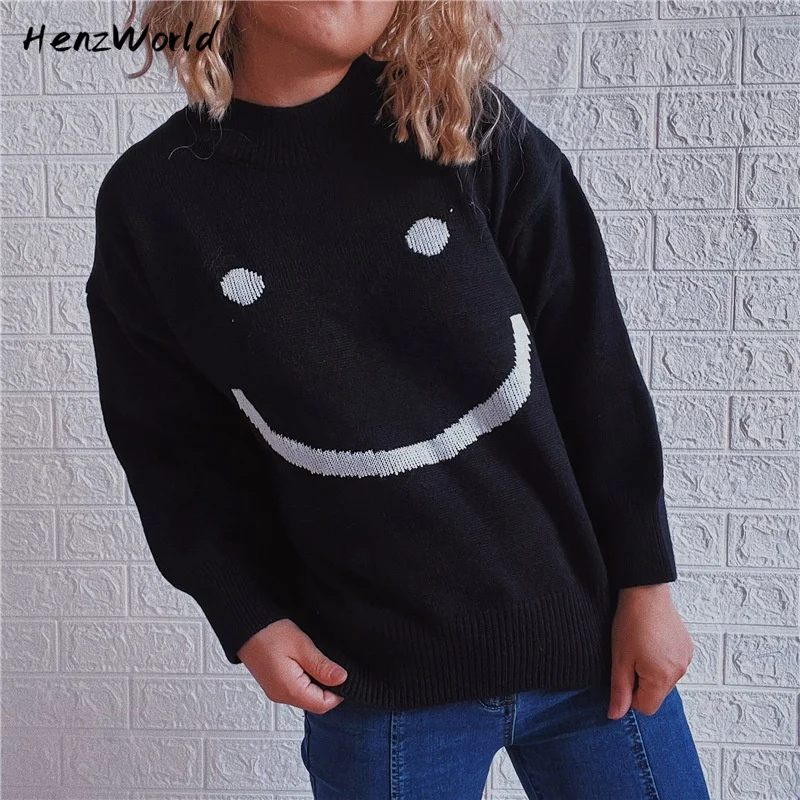 HenzWorld Women's Clothing Autumn And Winter New Cute Smiling Face Pattern Street Casual Round Neck Long Sleeve Sweater Tops
HenzWorld Women's Clothing Autumn And Winter New Cute Smiling Face Pattern Street Casual Round Neck Long Sleeve Sweater Tops