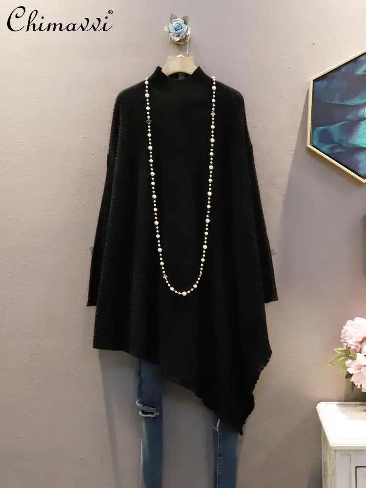 Half Turtleneck Elegant Irregular Hem Dress for Women Autumn New Fashion Simple Retro Slimming Loose Oversized Feminine Dress
Half Turtleneck Elegant Irregular Hem Dress for Women Autumn New Fashion Simple Retro Slimming Loose Oversized Feminine Dress