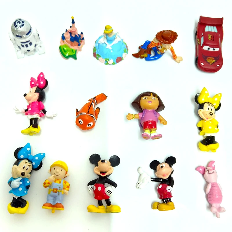 100-10Pcs Mini Hot Sale Mixed Cartoon Anime Figure Toy Cute Mouse Fish Car R2D2 Model Collection Promotion Gift Small Wholesale |