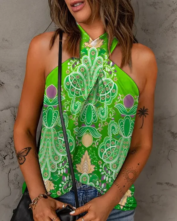 CHAXIAOA 1 Piece Summer 2022 Women Paisley Print Crisscross Sleeveless Halter Casual Top
CHAXIAOA 1 Piece Summer 2022 Women Paisley Print Crisscross Sleeveless Halter Casual Top