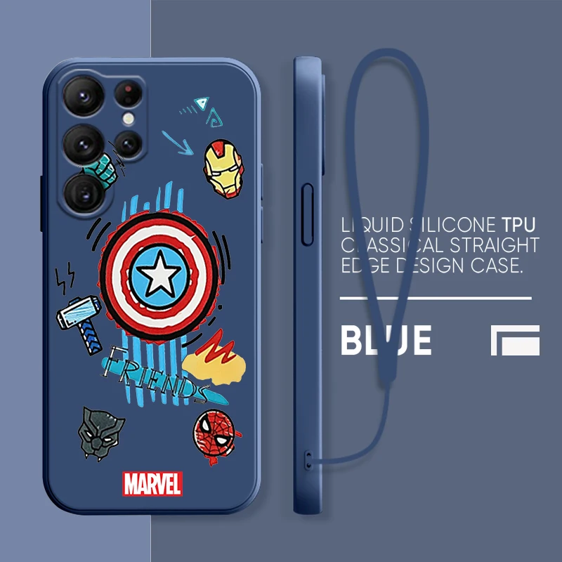 

Cartoon Marvel Hero Cute Case For Samsung Galaxy S22 S21 S20 S10 Note20 10 Ultra Plus Pro FE Lite Liquid Rope Phone Cover Coque