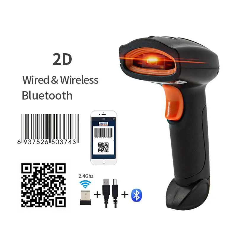 Handheld Wireless Barcode Scanner Portable Wired 1D 2D QR Code PDF417 Reader for Retail Shop Logistic Warehouse
Handheld Wireless Barcode Scanner Portable Wired 1D 2D QR Code PDF417 Reader for Retail Shop Logistic Warehouse