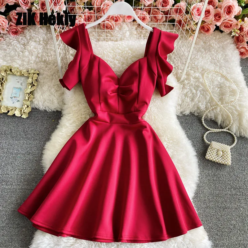 Zik Hekiy Women Summer New Nightclub Fashion Solid Color Low-Cut Sexy A-Line Dress Dress Backless Short Skirt Dress
Zik Hekiy Women Summer New Nightclub Fashion Solid Color Low-Cut Sexy A-Line Dress Dress Backless Short Skirt Dress