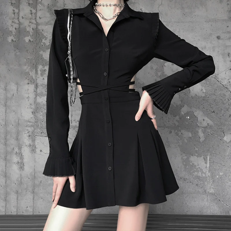 Autumn and Winter 2022 Fashion New Dark Women's Belt Slim Long Sleeve Pleated Hollow Lace Solid Shirt Dress
Autumn and Winter 2022 Fashion New Dark Women's Belt Slim Long Sleeve Pleated Hollow Lace Solid Shirt Dress