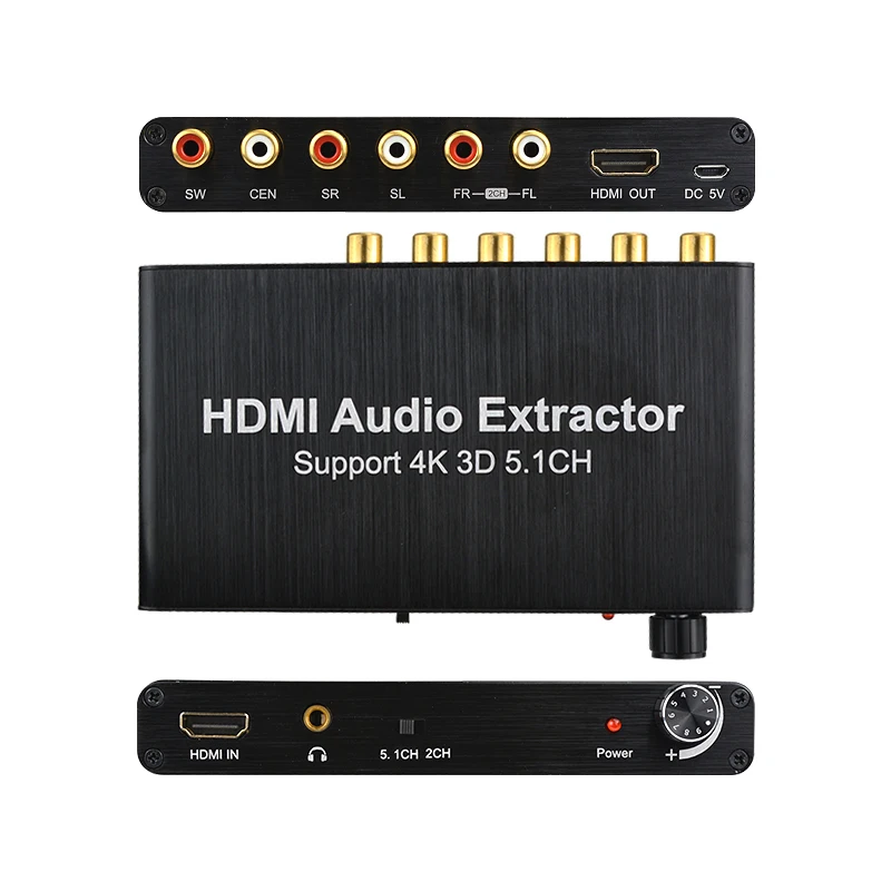 

4K@30Hz HDMI Audio Extractor Digital Converter HDMI Input 5.1CH 3.5mm Headset HDMI Output Support DTS/AC-3 for TV PS4 Laptop PC