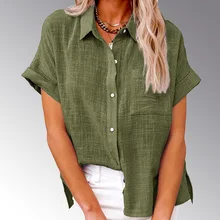 Solid Casual Loose Shirts For Women 2023 Summer Vintage Womens Oversized Shirts And Blouses Fashion Elegant Youth Female Tops