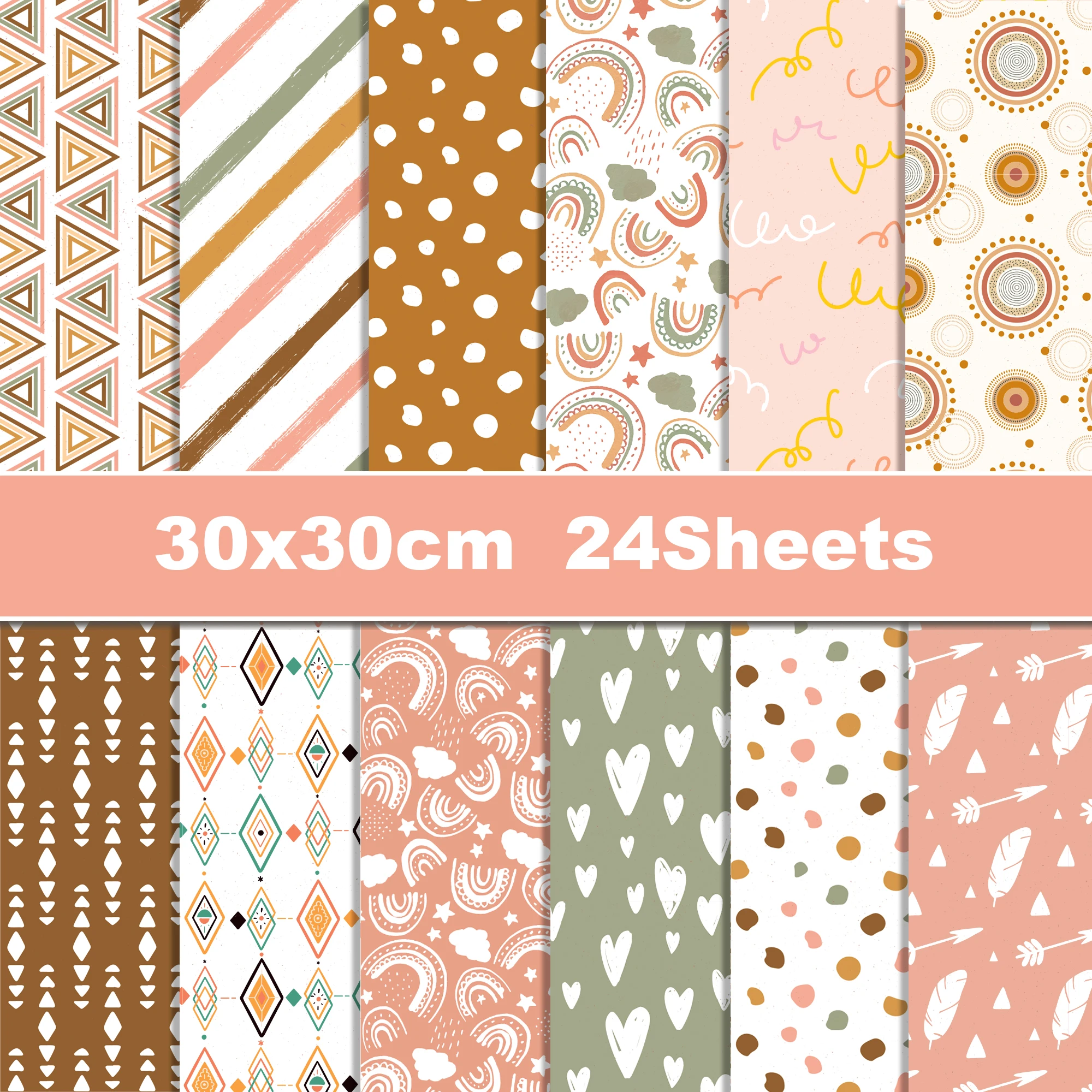 24Pcs Bohemian Style Scrapbook Paper Paper Pack Diy Craft Background Paper Simple Freshness Patterned
24Pcs Bohemian Style Scrapbook Paper Paper Pack Diy Craft Background Paper Simple Freshness Patterned