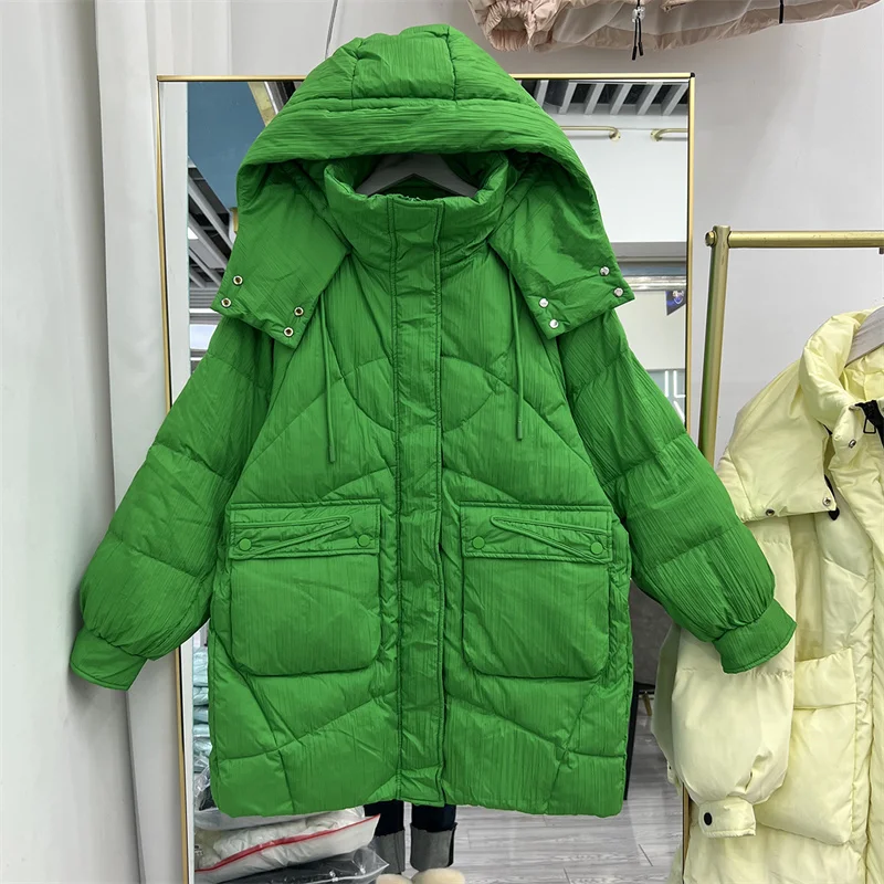 Fashion Pleat White Duck Down Coat Women Green Stand Collar Hooded Thicken Warm Short Puffer Jacket Winter Casual Female Parkas
Fashion Pleat White Duck Down Coat Women Green Stand Collar Hooded Thicken Warm Short Puffer Jacket Winter Casual Female Parkas