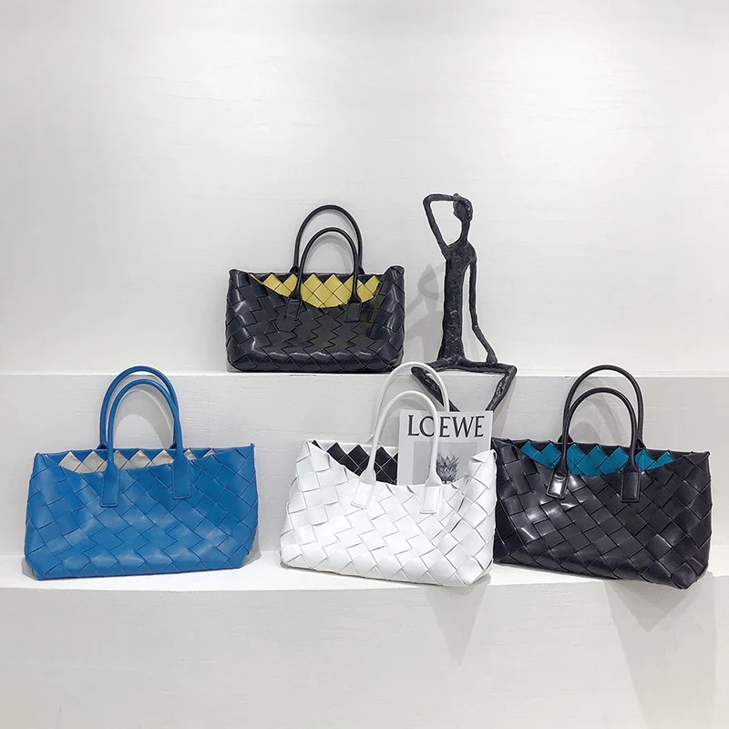 

40cm Large Plus Luxury Designer Handbags High Quality Genuine Leather Diamond Totes for Women Woven Lattice Work Shoulder Bags