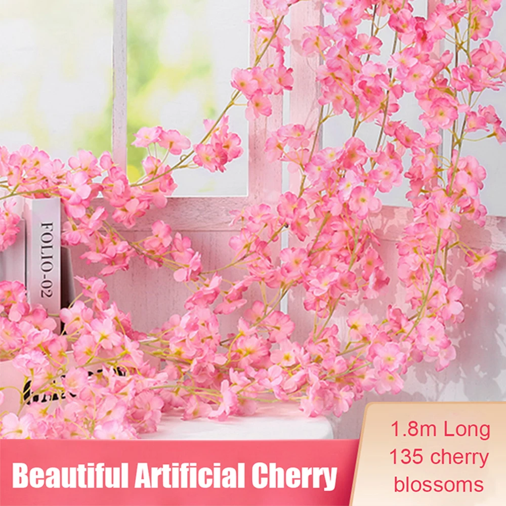 Artificial Cherry Blossom 5.9ft 135 Flowers Wedding Garland Decoration Fake Silk Flowers Vine For Party Arch Home Decor String
Artificial Cherry Blossom 5.9ft 135 Flowers Wedding Garland Decoration Fake Silk Flowers Vine For Party Arch Home Decor String