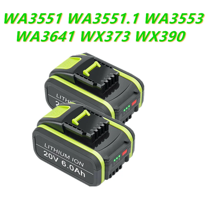 Сменная литий-ионная аккумуляторная батарея 20 в, 6000 мАч для Worx WA3551, WA3553, WX390, WX176, WX550, WX386, WX373, WX290, WX800, WU268
Сменная литий-ионная аккумуляторная батарея 20 в, 6000 мАч для Worx WA3551, WA3553, WX390, WX176, WX550, WX386, WX373, WX290, WX800, WU268