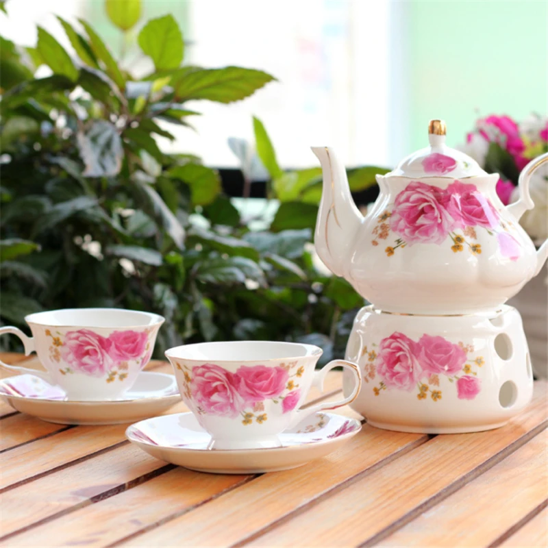 6Pcs European Ceramic Flower Tea Set British Afternoon Black Tea Set Heatable Glass Teapot China Tea Cups And Saucers
6Pcs European Ceramic Flower Tea Set British Afternoon Black Tea Set Heatable Glass Teapot China Tea Cups And Saucers