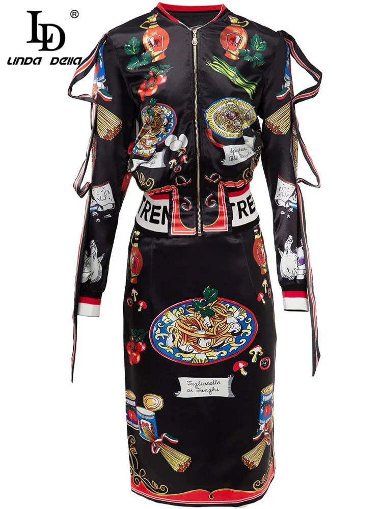 LD LINDA DELLA Fashion Runway Spring Skirts Set Women Long Sleeve Food printing Jacket Coat + Black Skirts Two Pieces Set
LD LINDA DELLA Fashion Runway Spring Skirts Set Women Long Sleeve Food printing Jacket Coat + Black Skirts Two Pieces Set