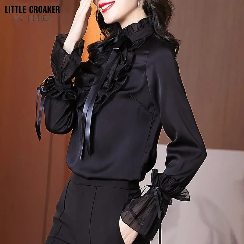 Vintage Ruffled Neck Long Sleeve Shirt Women's Clothing 2022 Spring New Elegant Office Lady Lace Patchwork Bow Pullover Blouse
Vintage Ruffled Neck Long Sleeve Shirt Women's Clothing 2022 Spring New Elegant Office Lady Lace Patchwork Bow Pullover Blouse