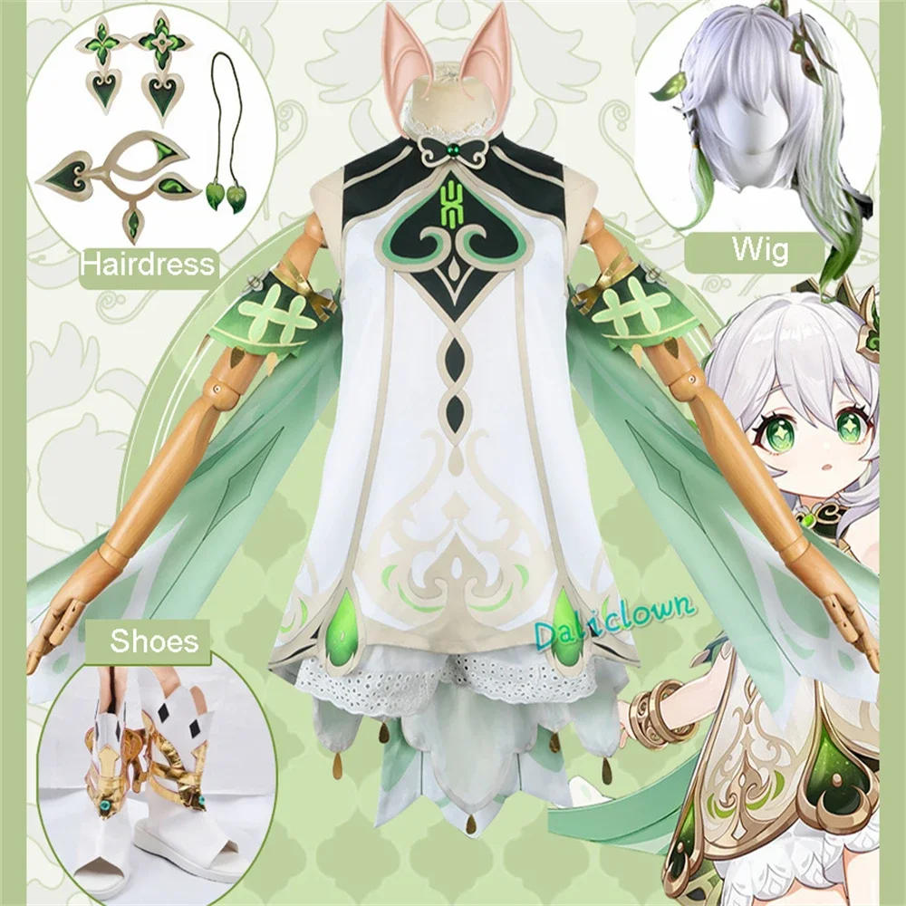 Genshin Impact Nahida Cosplay For Kids Child Costume Lesser Lord Kusanali Full Set Maid Dress Shoes Wig Ears Halloween Outfit
Genshin Impact Nahida Cosplay For Kids Child Costume Lesser Lord Kusanali Full Set Maid Dress Shoes Wig Ears Halloween Outfit