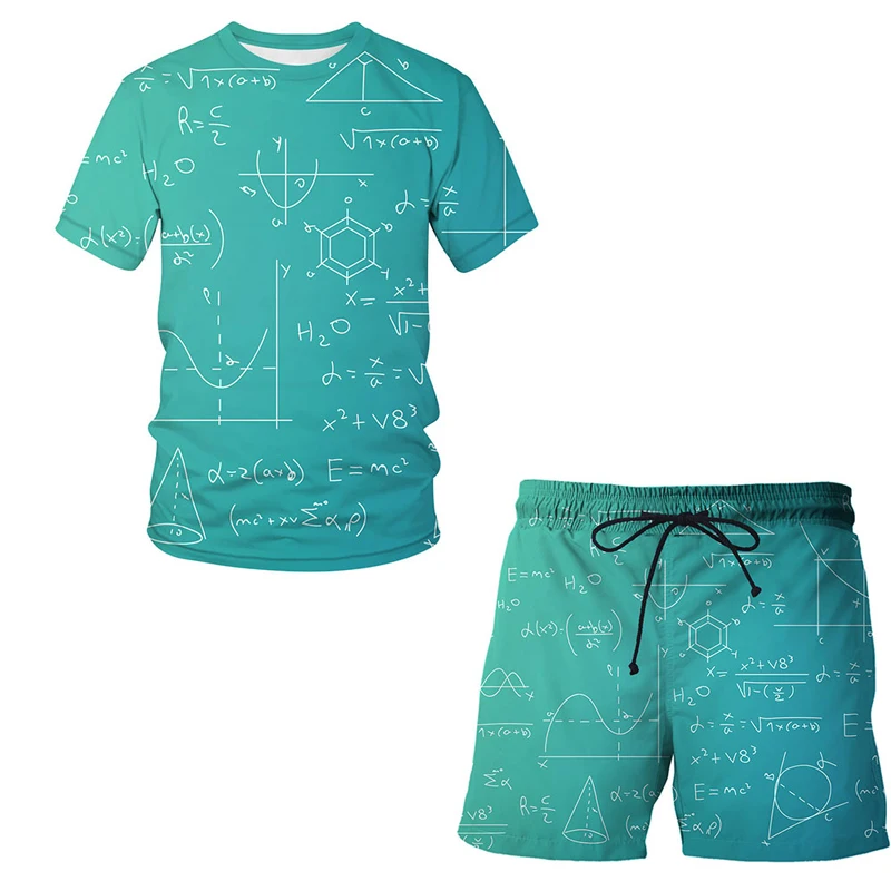 2022 Summer mathematical formula 3D print suit pattern T shirt short sleeve + casual shorts Men / Women Streetwear clothing Tops
2022 Summer mathematical formula 3D print suit pattern T shirt short sleeve + casual shorts Men / Women Streetwear clothing Tops