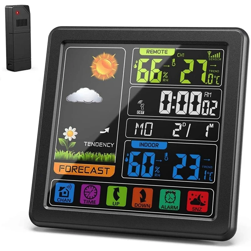 Weather Stations Thermometer Hygrometer Sensor Digital Monitor Full Touchscreen Wireless Weather Clock
Weather Stations Thermometer Hygrometer Sensor Digital Monitor Full Touchscreen Wireless Weather Clock