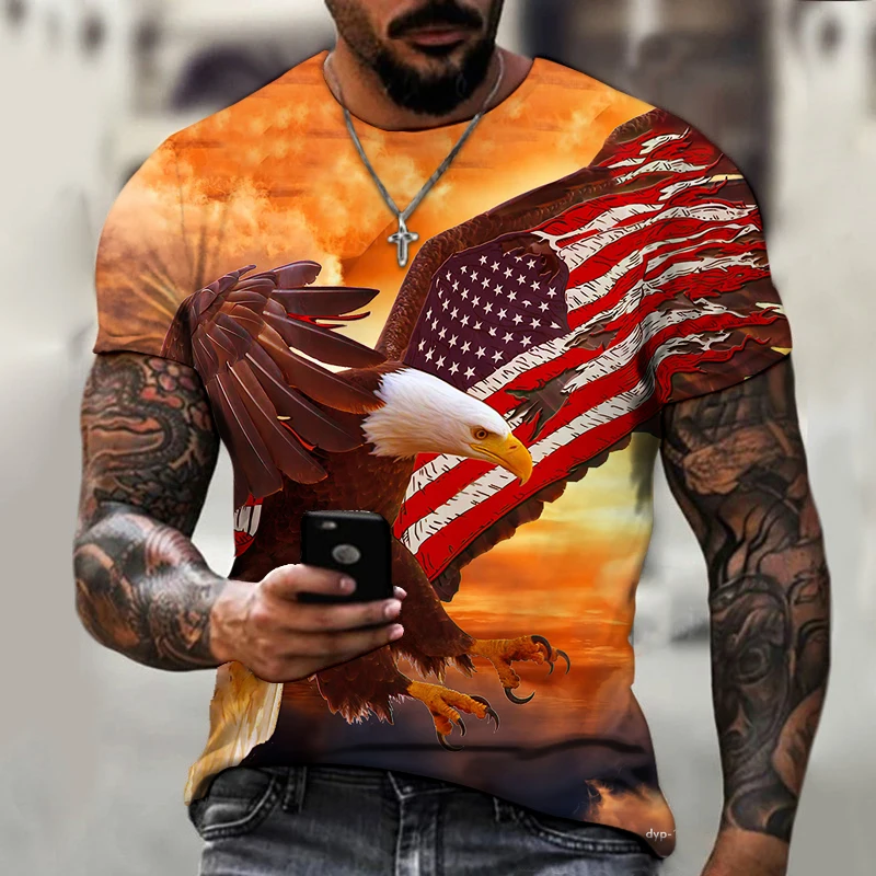 2022 Men's T-shirt American Eagle Pattern 3d Printing T-shirt Unisex Retro Shirt Fashion Casual Round Neck Short Sleeve Summer
2022 Men's T-shirt American Eagle Pattern 3d Printing T-shirt Unisex Retro Shirt Fashion Casual Round Neck Short Sleeve Summer