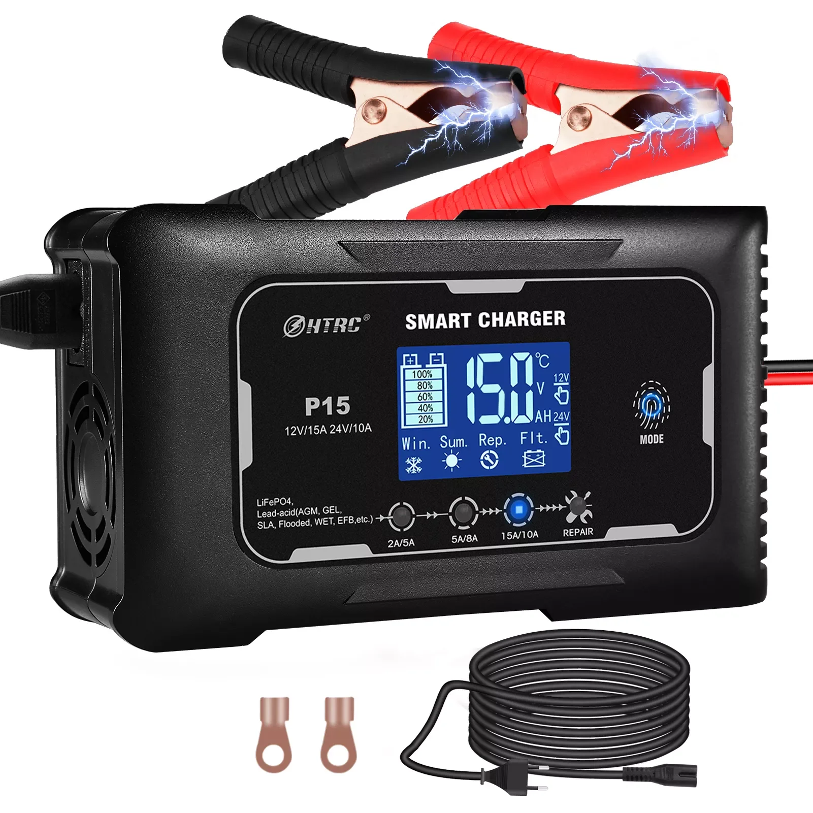 HTRC 10A/15A/20A Car Battery Charger 12V/15A 24V/10A Smart Charger for Lead-Acid PB LiFePO4 7-Stage Automatic Motorcycle Charger
HTRC 10A/15A/20A Car Battery Charger 12V/15A 24V/10A Smart Charger for Lead-Acid PB LiFePO4 7-Stage Automatic Motorcycle Charger