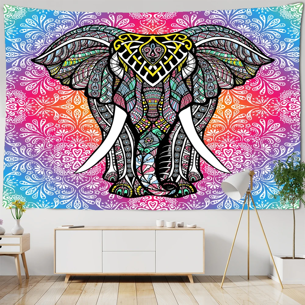 

India Elephant Tapestry Wall Hanging Hippie Boho Wall Tapestries Mandala Fabric Mat Living Room Decor Beach Throw Rug Blanket