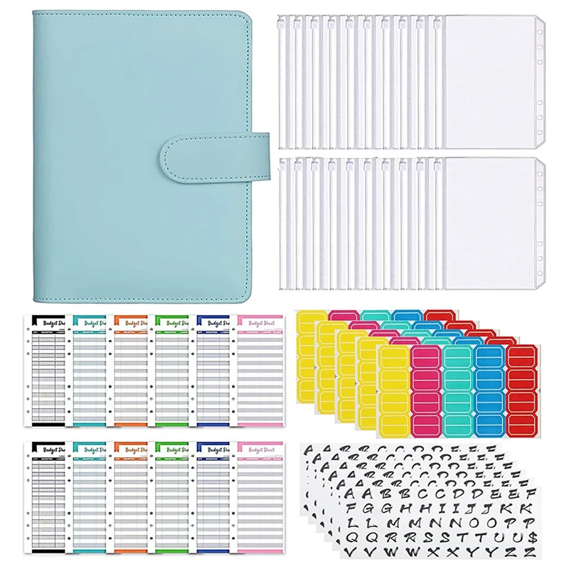 A6 PU Leather Binder Budget , with 15 Binder Pockets, 12 Budget Sheets, 5 Letter Sticker Label and 5 Labels
A6 PU Leather Binder Budget , with 15 Binder Pockets, 12 Budget Sheets, 5 Letter Sticker Label and 5 Labels