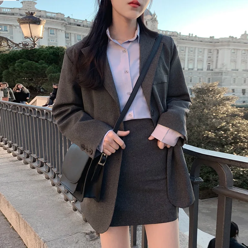 2 Piece Set Blazer and High Waist Skirt Jacket Sold Office Lady Separately Women's Costumes Women Sweet Solid Fall Skirt Suits
2 Piece Set Blazer and High Waist Skirt Jacket Sold Office Lady Separately Women's Costumes Women Sweet Solid Fall Skirt Suits