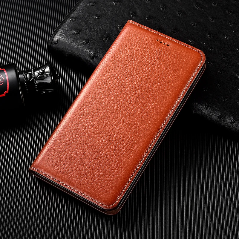 

Litchi Grain Genuine Flip Leather Case For Xiaomi Redmi Note 3 4 4X 5 6 7 8 8T 9 10 11 Pro Max Phone Wallet Cover Cases