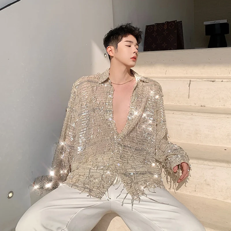 IEFB 2023 Autumn New Product Irregular Sequin Tassel Shirt Niche Streetwear Fashion Long Sleeve Shirts Men's Tops 9Y7232
IEFB 2023 Autumn New Product Irregular Sequin Tassel Shirt Niche Streetwear Fashion Long Sleeve Shirts Men's Tops 9Y7232