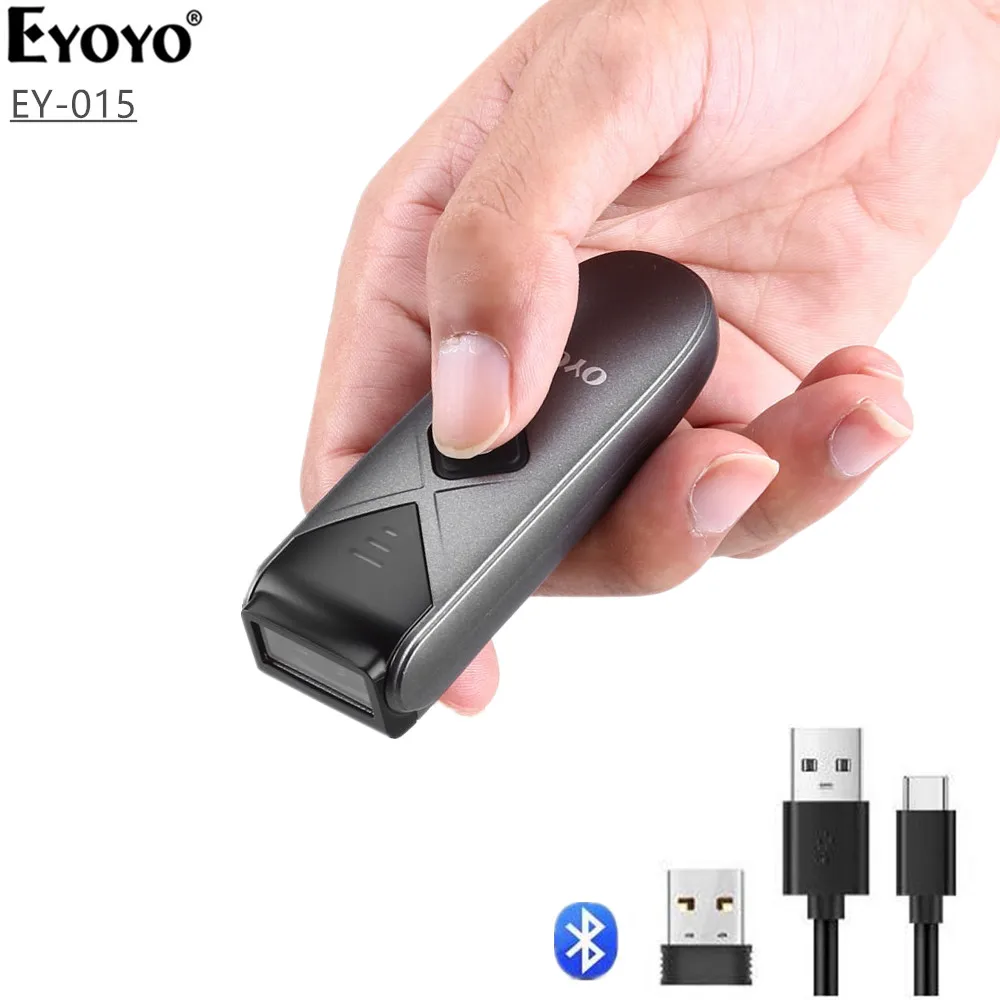 

Мини Портативный 1D/2D сканер штрих-кодов Eyoyo 015, Bluetooth, 2,4 ГГц, беспроводной Bluetooth, USB, проводной, считыватель штрих-кодов, лазерный сканер