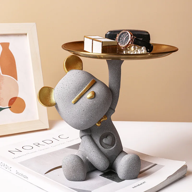 Cute Bear Butler Statue with tray Storage Plate for Keys wristwatch Jewelries Home Decoration Bear Resin Sculpture Desk Figurine
Cute Bear Butler Statue with tray Storage Plate for Keys wristwatch Jewelries Home Decoration Bear Resin Sculpture Desk Figurine