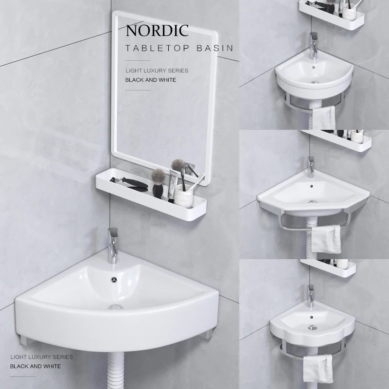 Triangle Wash Basin Wall-Mounted Washbasin Ceramic Mini Apartment Domestic Toilet Balcony Basin Wall-Hung Basin Hand Basin 
Triangle Wash Basin Wall-Mounted Washbasin Ceramic Mini Apartment Domestic Toilet Balcony Basin Wall-Hung Basin Hand Basin