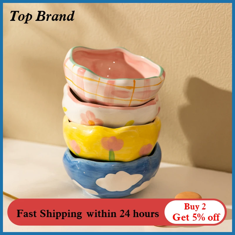 Japanese Irregular Hand Painted Tulip Flower Lattice Ceramic Bowls For Salad Fruit Rice Soup Dessert Unique Tableware Home Decor
Japanese Irregular Hand Painted Tulip Flower Lattice Ceramic Bowls For Salad Fruit Rice Soup Dessert Unique Tableware Home Decor