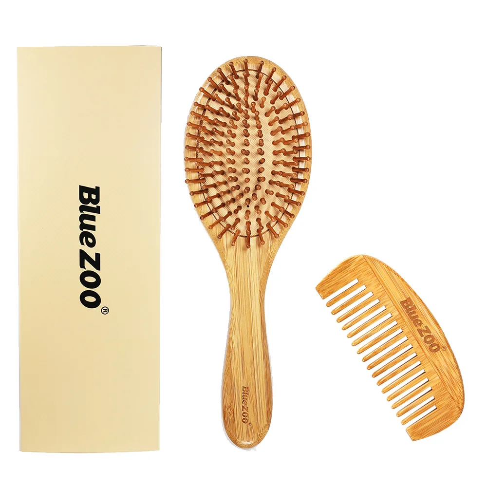 

Blue Zoo Anti Static Hairdressing Tool Massage Comb Nan Bamboo Needle Hair Comb Crescent Comb 2 Piece Set