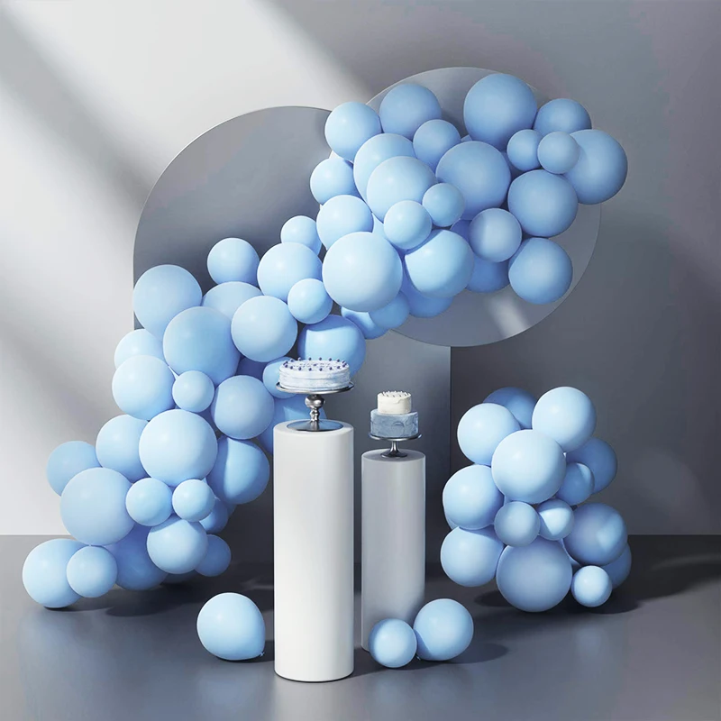 

Набор пастельных синих шаров, латексные воздушные шары в форме макарона для праздника, дня рождения, вечеринки, свадьбы, 80 шт. (12 дюймов + 5 дюймов)